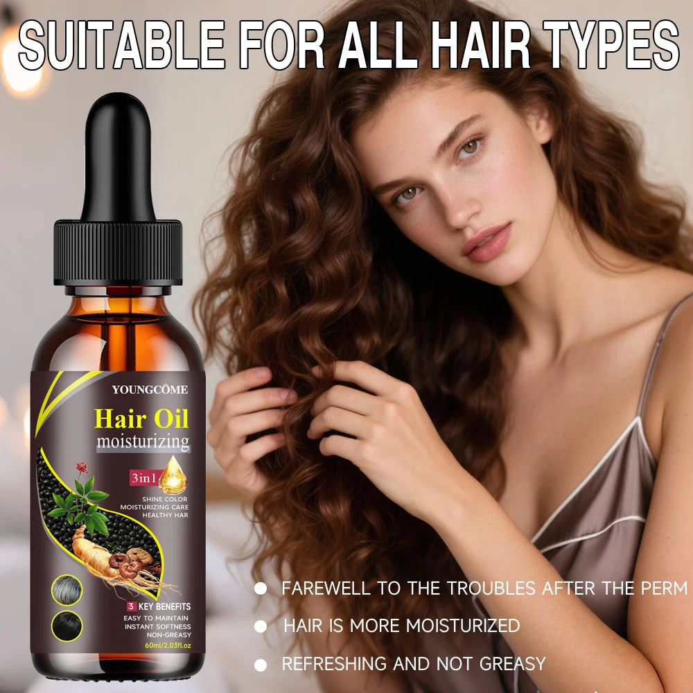 3-in-1 Multi-Effect Hair Nourishing Oil - Enhances Hair Strength, Silky Soft Finish, Lightweight Texture Peaceful Pleasures Health and Wellness