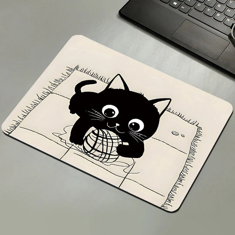 Black Cat Mousepad – Non-Slip Natural Rubber Desk Mat