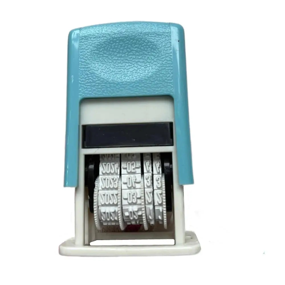Universal DIY Stamp 4mm Self-Inking Self-Inking Stamps Handle Account Stamp Date Wheel Stamp Date Stamps Automatic Ink Return Peaceful Pleasures Health and Wellness Light blue