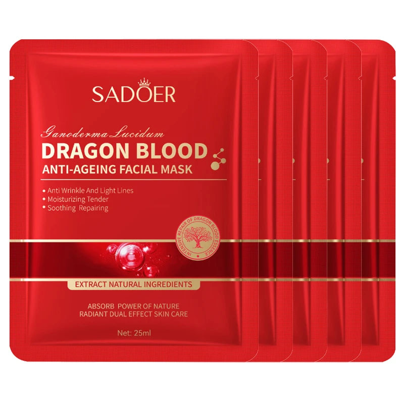 SADOER Dragon Blood Face Mask – Anti-Aging & Hydrating (10 Pack)