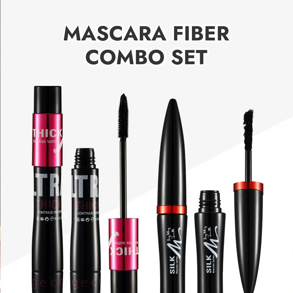 3D Fiber Lash Mascara Kit (2 tubes) Waterproof voluminous Long-lasting Creates Long Naturally Curled Eyelashes Without Smudging Peaceful Pleasures Health and Wellness