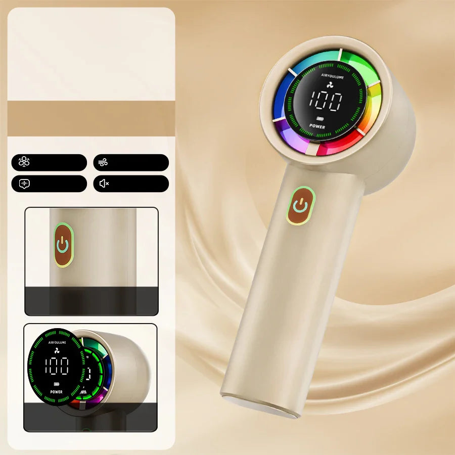 URGGU Handheld Fan 100 Speeds 3000mAh USB Rechargeable Digital Display