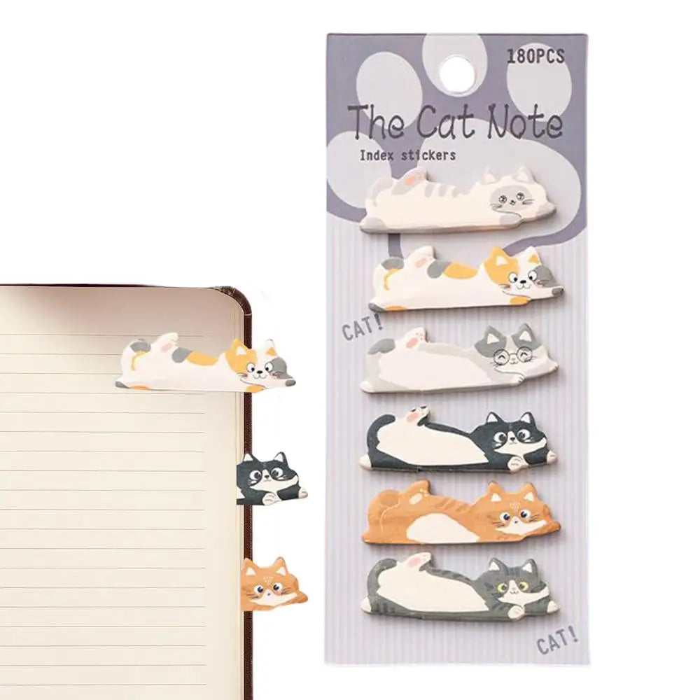 Cute Cat Sticky Notes – 180 Self-Adhesive Page Markers & Tabs