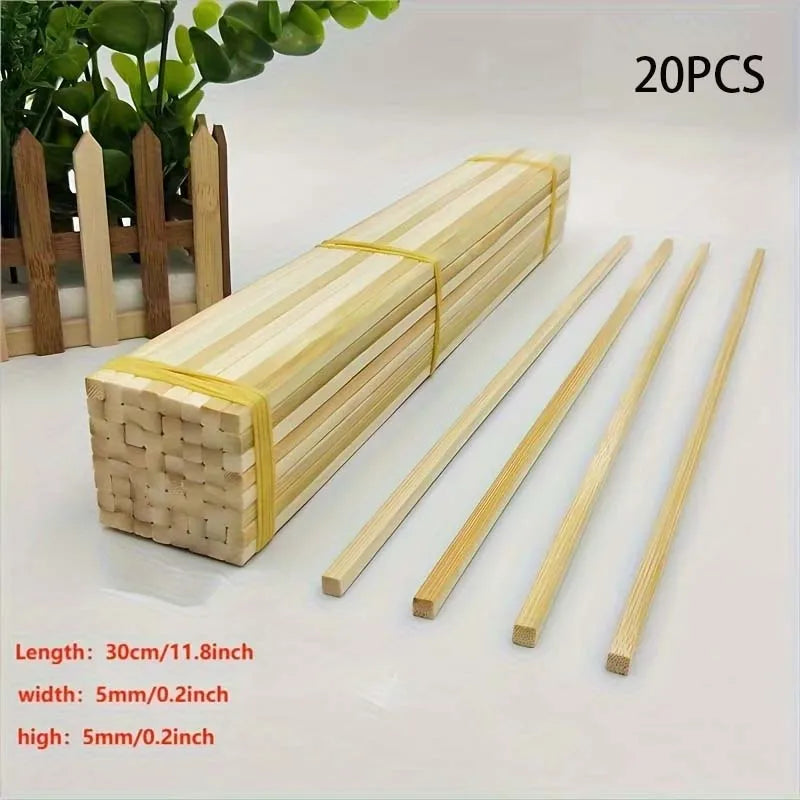 20PCS Square Bamboo Sticks – Crafts, Model Making & DIY Dowels