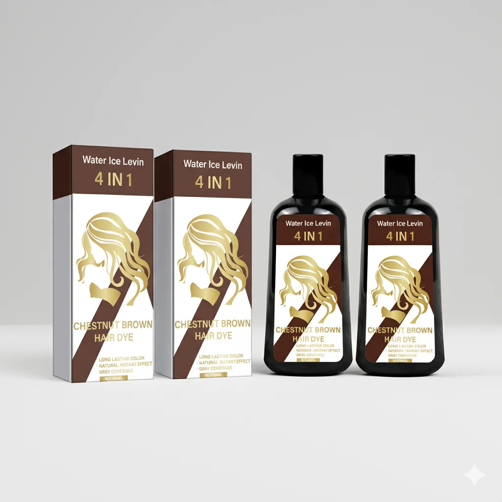 Hair dye shampoo Brown 4 IN 1 1+1 Pack 100ml Biotin Collagen Hyaluronic Acid Vitamin C Gray Coverage Long Lasting Repair Cheap Peaceful Pleasures Health and Wellness 2pcs