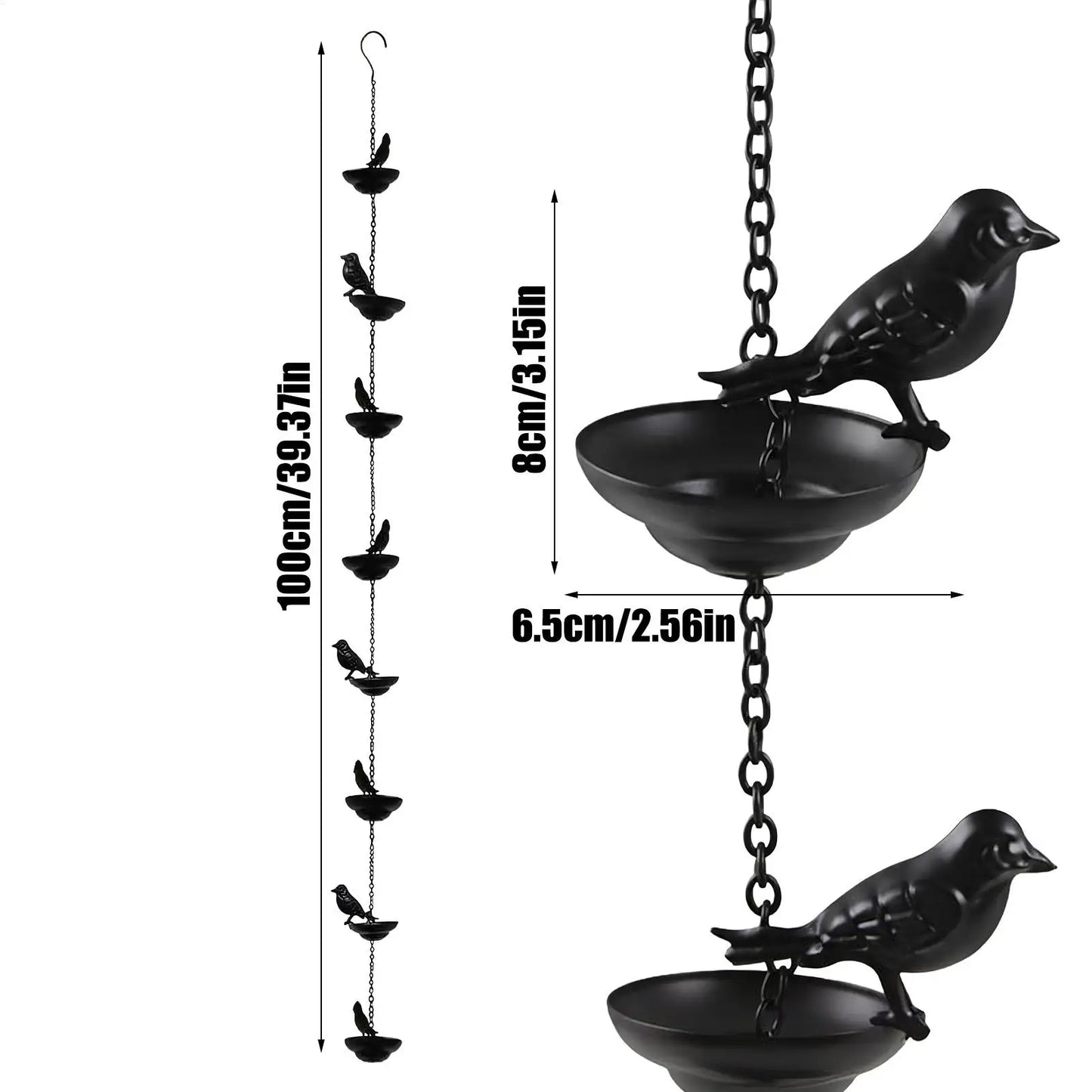 Bird Rain Chain for Gutters | Rust-Resistant Metal Outdoor Decor