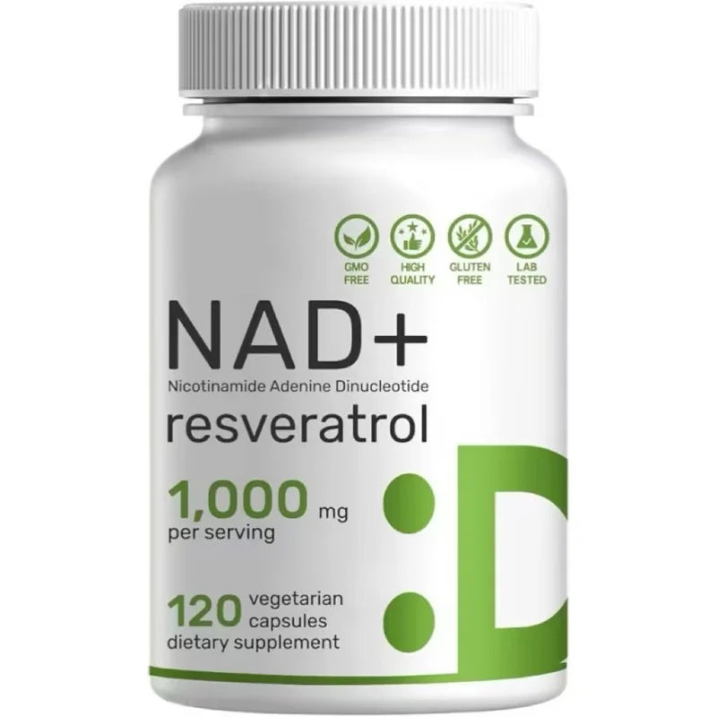 NAD+ 1000mg Resveratrol Vitamin D3 K2 – 120 Veg Capsules
