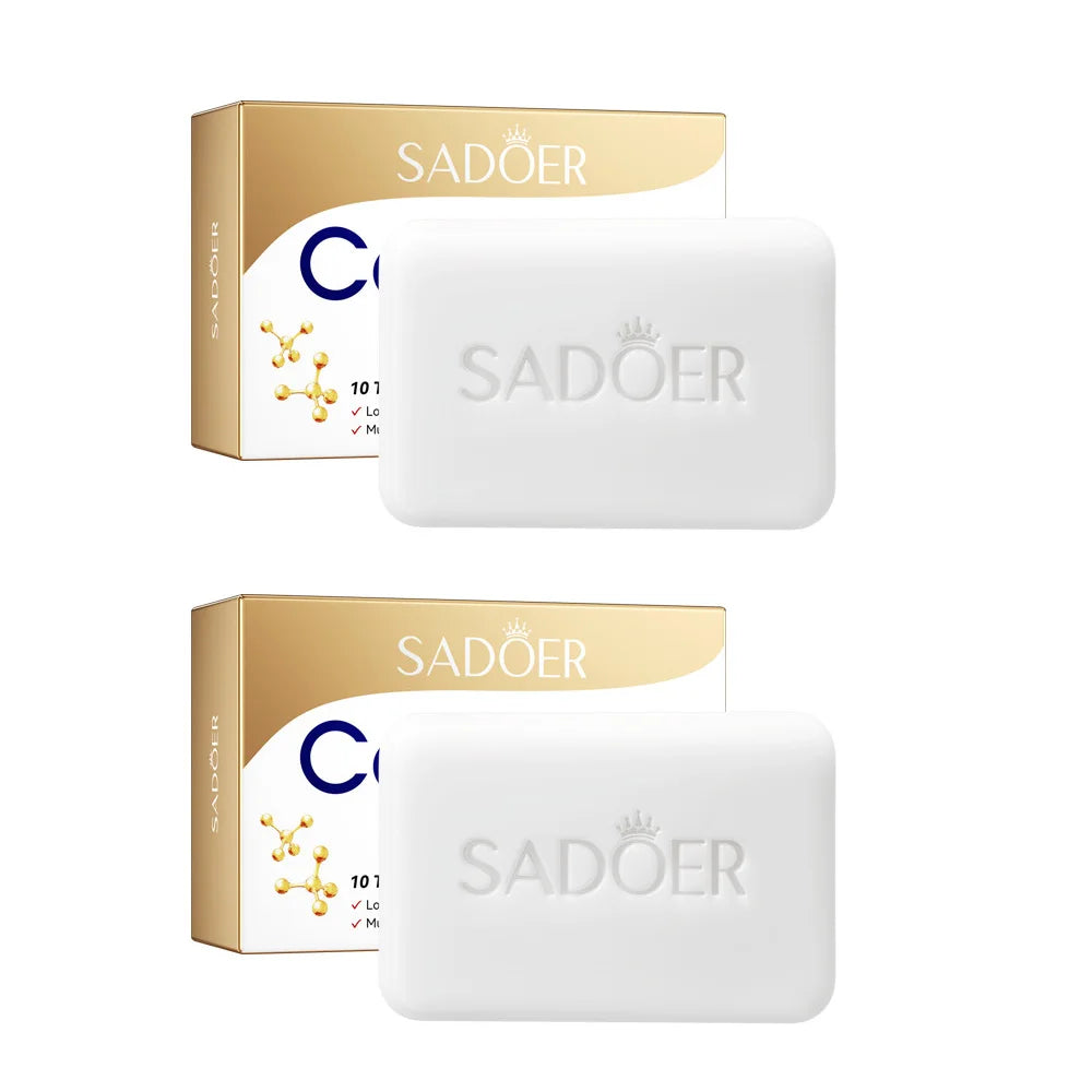 SADOER Collagen Ossein Facial Soap Face Wash Foam Facial Cleanser Moisturizing Oil Control Body Bathing Handmade Soap Peaceful Pleasures Health and Wellness 2pcs