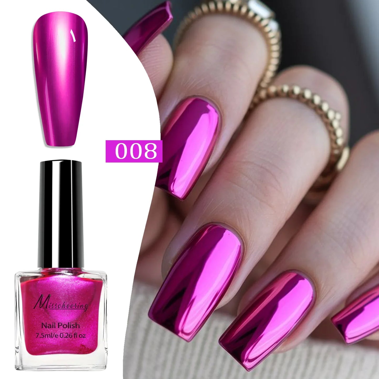 Chrome Mirror Nail Polish – 12 Metallic Shades, No UV Lamp