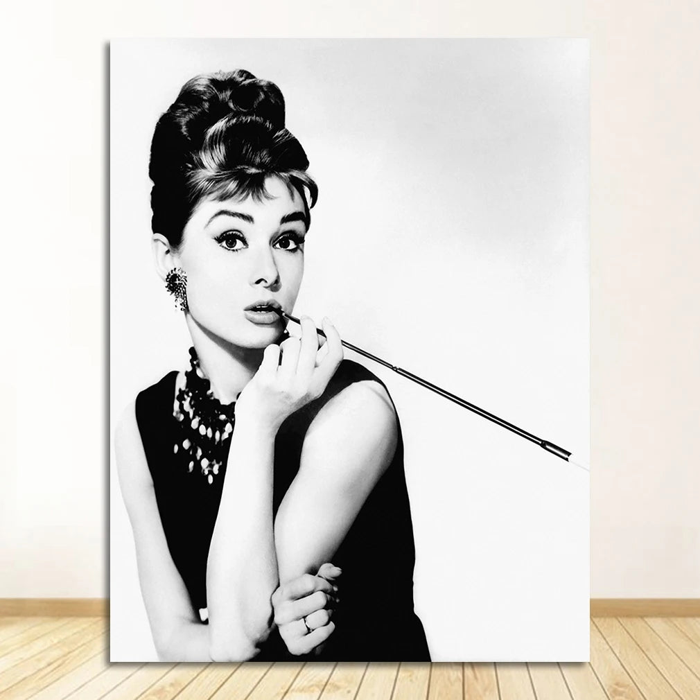 Make Up Modern Poster Prints Canvas Painting Wall Art Modular Picture For Bedroom Home Decor Classic Audrey Hepburn Potrait Peaceful Pleasures Health and Wellness 1614-01 20x30cm Unframed