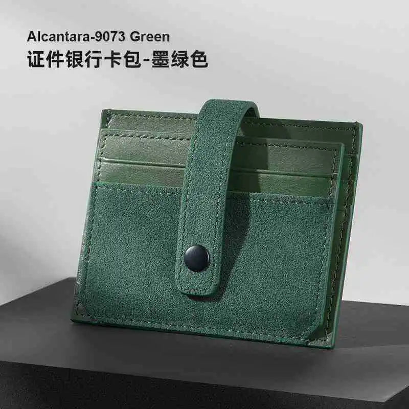 Ultra-Thin PU Leather Flip Card Holder | Mini ID Card Case Leather Card Holder Peaceful Pleasures Health and Wellness green
