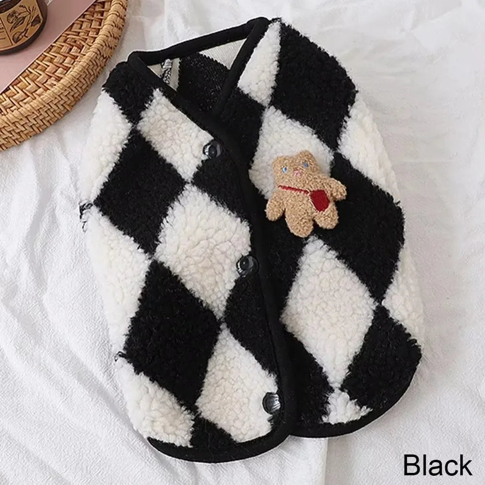 Plaid Fleece Dog Vest Coat | Cozy Winter Outfit S–XXL