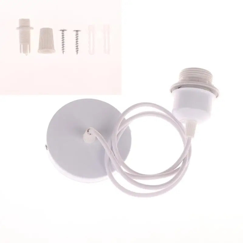 E27 Hanging Lamp Holder With 0.8/1/1.2/1.5M Cable Ceiling Lamp Holder Socket Half Teeth Lampshade Base Peaceful Pleasures Health and Wellness White 150cm