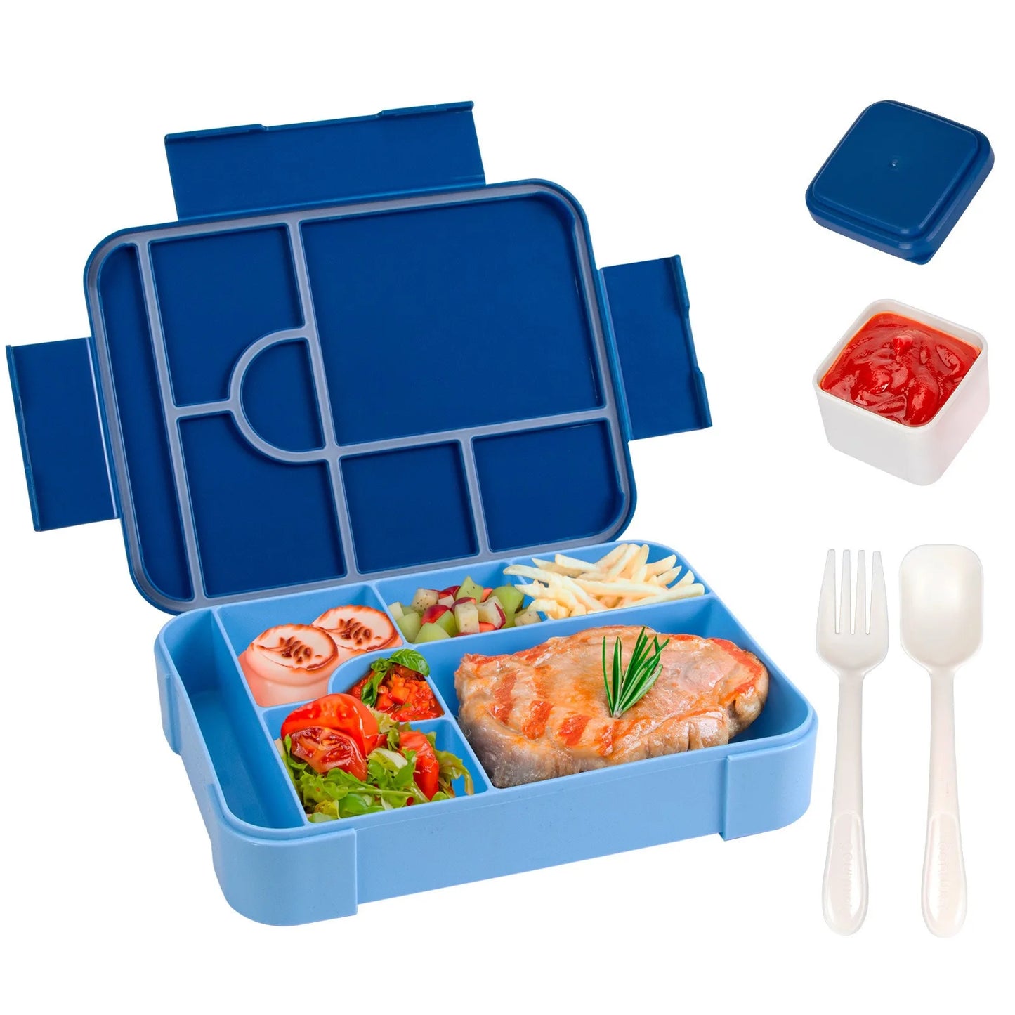 Kids Cartoon Bento Lunch Box – Leakproof Divided Microwave-Safe Food Container for School