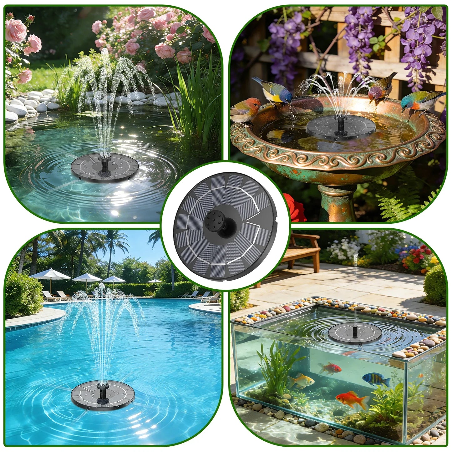 2.5W Solar Fountain Pump – 6 Nozzles for Garden, Pond & Bird Bath