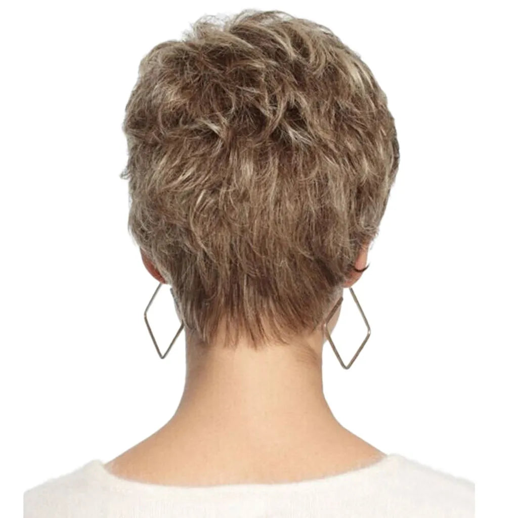 Wigs for Women Natural Synthetic Short goldenLayered Hair Wig with Fluffy Bangs Afro Daily Heat Resistant Peaceful Pleasures Health and Wellness