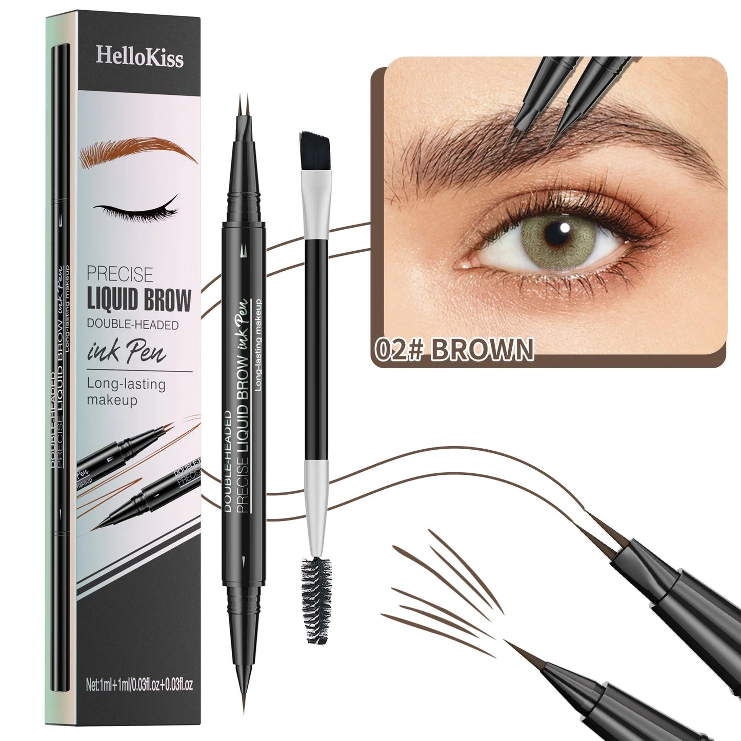 Waterproof Dual-Tip Liquid Brow Pen | Long-Lasting Wild Brows