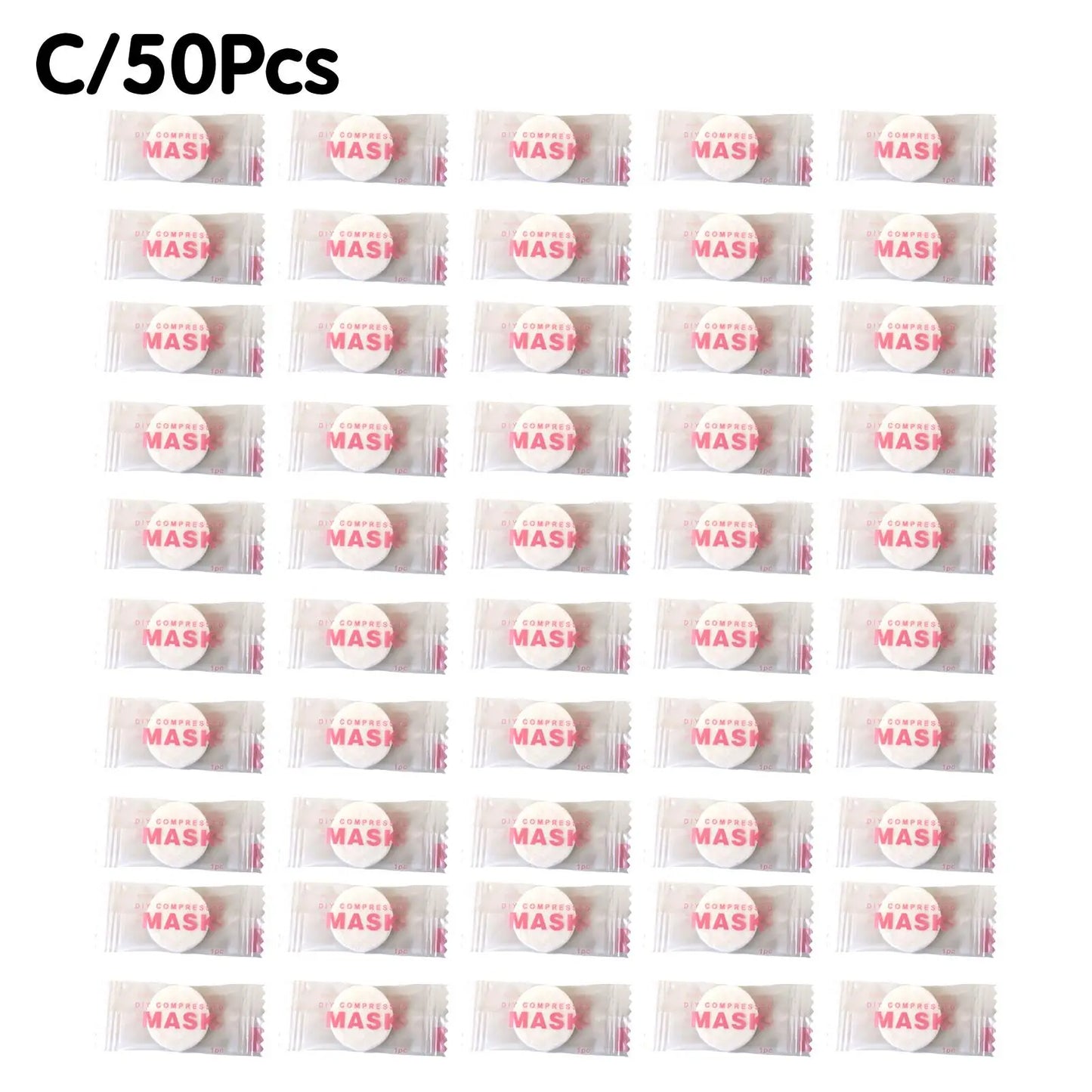 30/50pcs Disposable Compressed Facial Mask Portable Travel Non-woven Face Mask Skin Care Cotton Wrapped Masks Paper Peaceful Pleasures Health and Wellness pink 50pcs