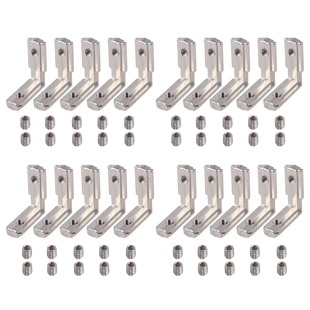 20-Pack Zinc Alloy T-Slot Corner Brackets for 2020 Aluminum Profiles