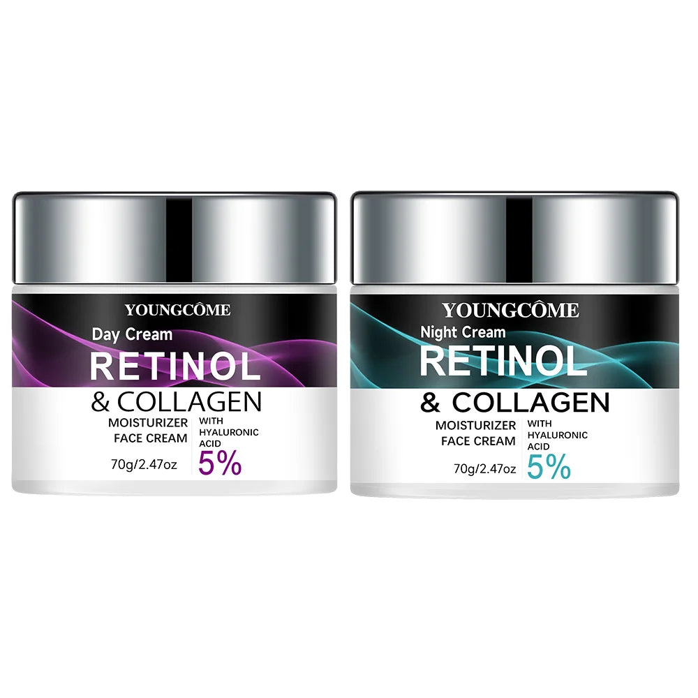 Retinol & Collagen Day Night Moisturizer with Hyaluronic Acid - Hydrating Face Cream for Tender Skin | All Skin Types Organic Fo Peaceful Pleasures Health and Wellness 70-70g