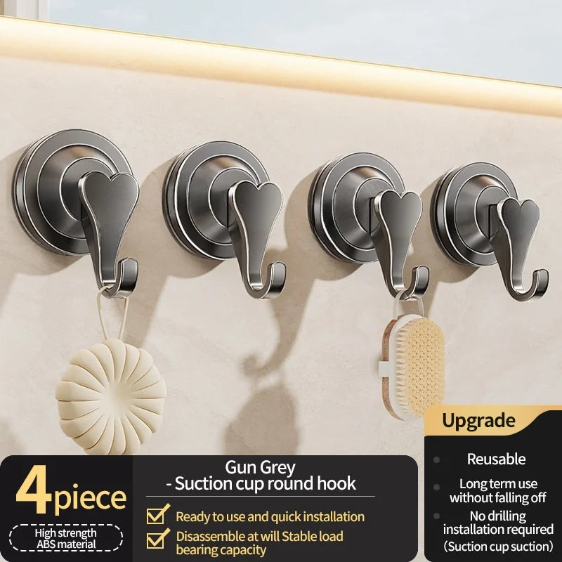 No-Drill Suction Cup Wall Hooks | Bathroom & Kitchen (1–3 Hooks)
