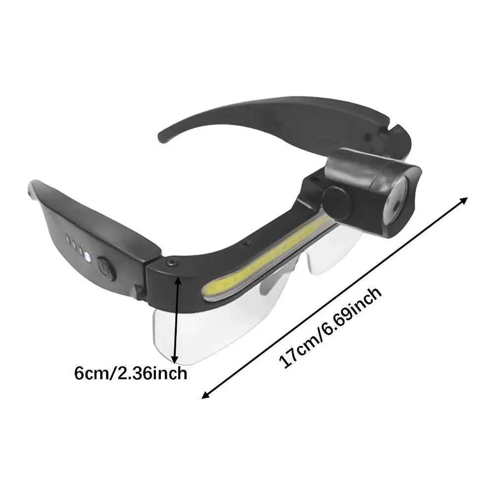 Hands-Free LED Headlight Goggles – Wide-Angle Floodlight USB-C