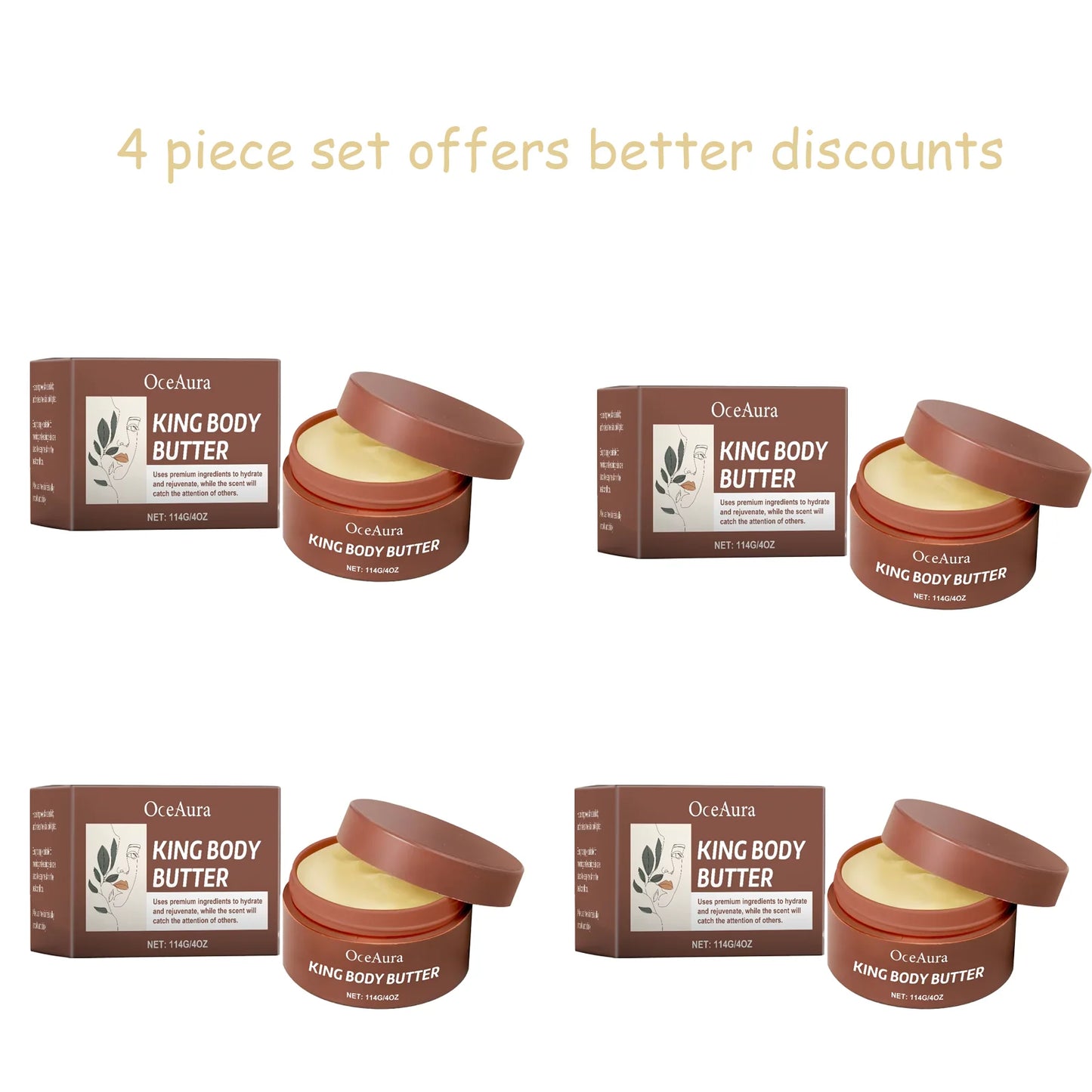 OceAura King Body Butter – Shea & Hyaluronic Acid Moisturizer 4oz