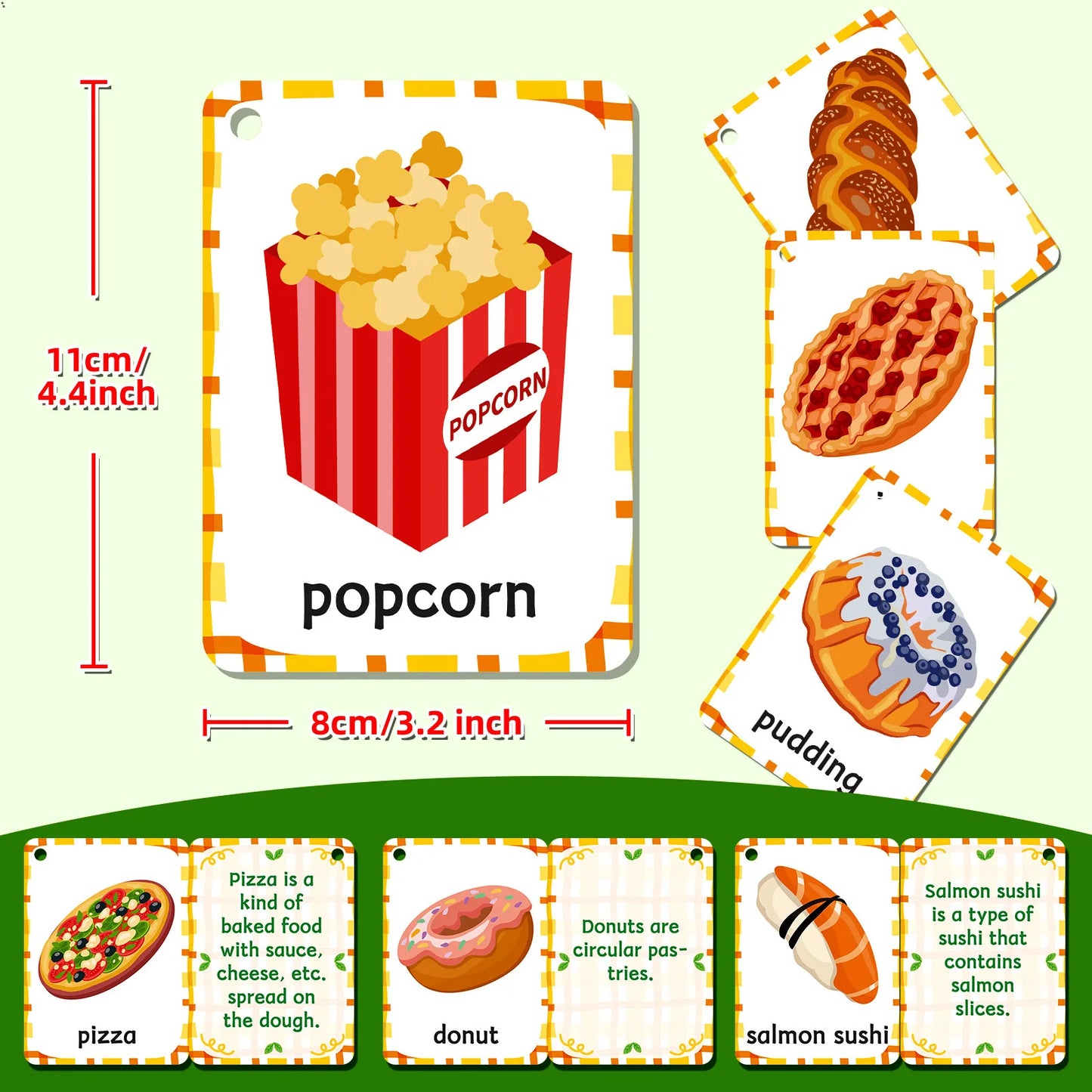 Bview Art 48 Food Learning Cards Toddlers Parent-child Bonding Time