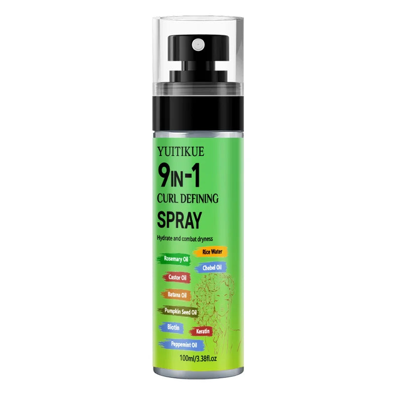 YUITIKUE 9-in-1 Curl Defining Spray Hydrating Hair Care Spray with Rosemary Oil Rice Water for All Hair Types 100ml Peaceful Pleasures Health and Wellness 1pc