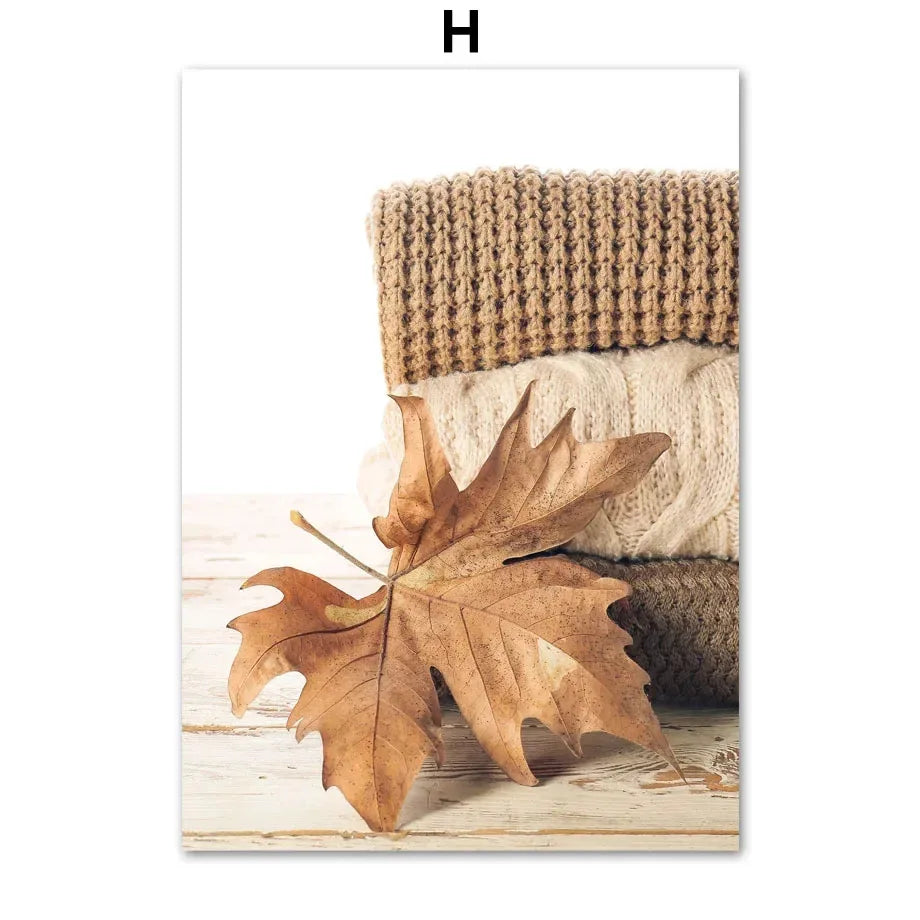 Fall Pumpkin Autumn Canvas Wall Art | Nordic Home Decor Print