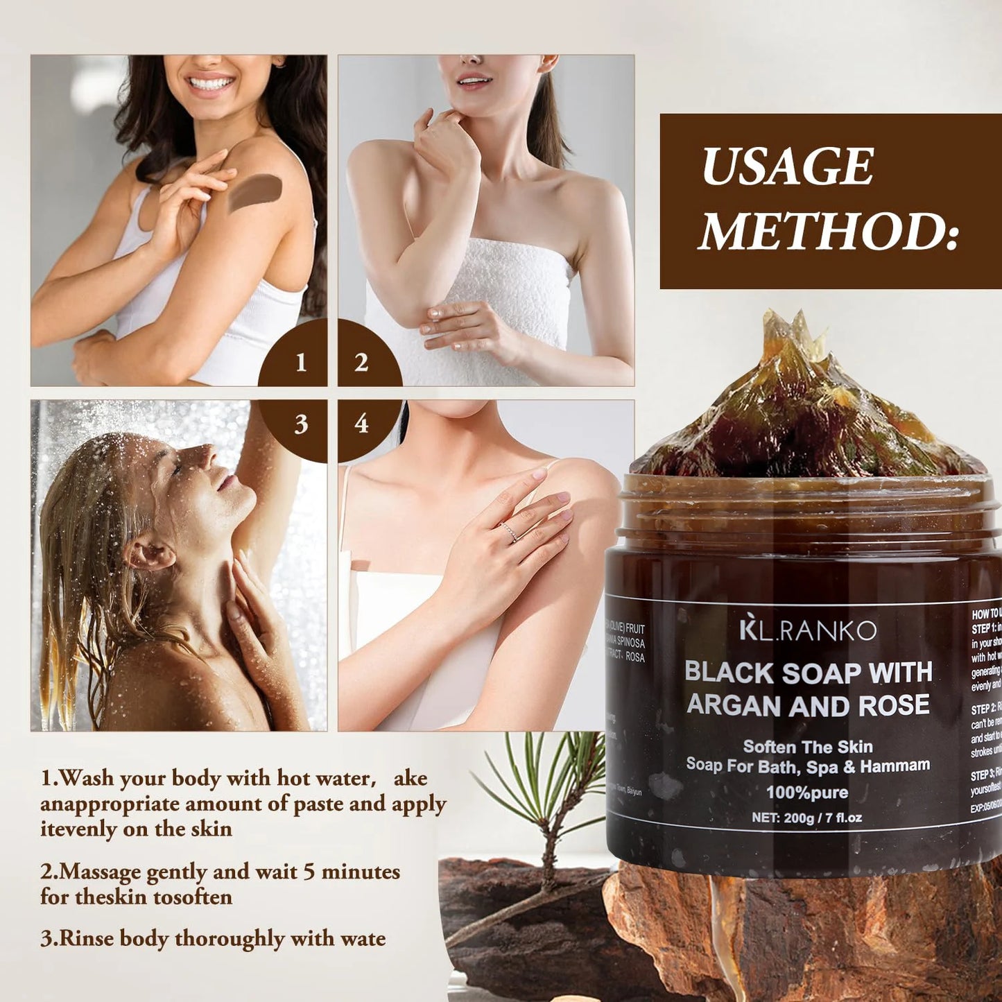 200g Black Beldi Soap With Argan And Rose Zawina Morocco Remove Body Beldi Black Acne Soap Moisturizing Care Skin With Tool Peaceful Pleasures Health and Wellness