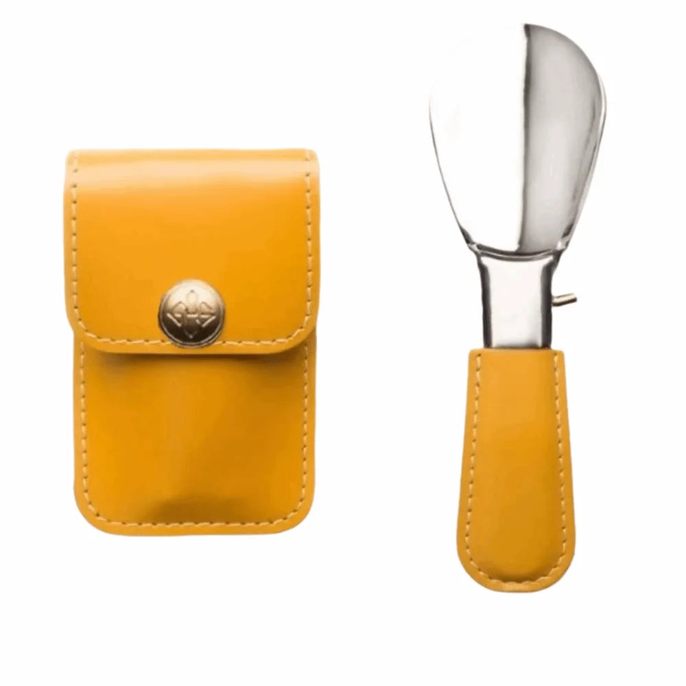 Mini Folding Shoehorn with PU Leather Bag | Stainless Steel
