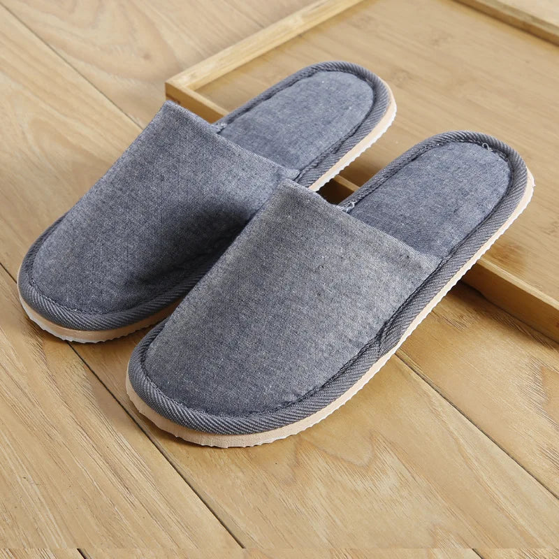 JPNTKY Unisex Linen Indoor Slippers | Flat House Shoes