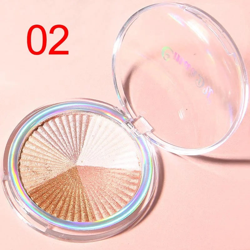 5-in-1 Highlighter Powder Palette - Long-Lasting, Easy-to-Apply, Shimmery Effect for Contouring and Brightening All Skin Tones w Peaceful Pleasures Health and Wellness DSKF-02