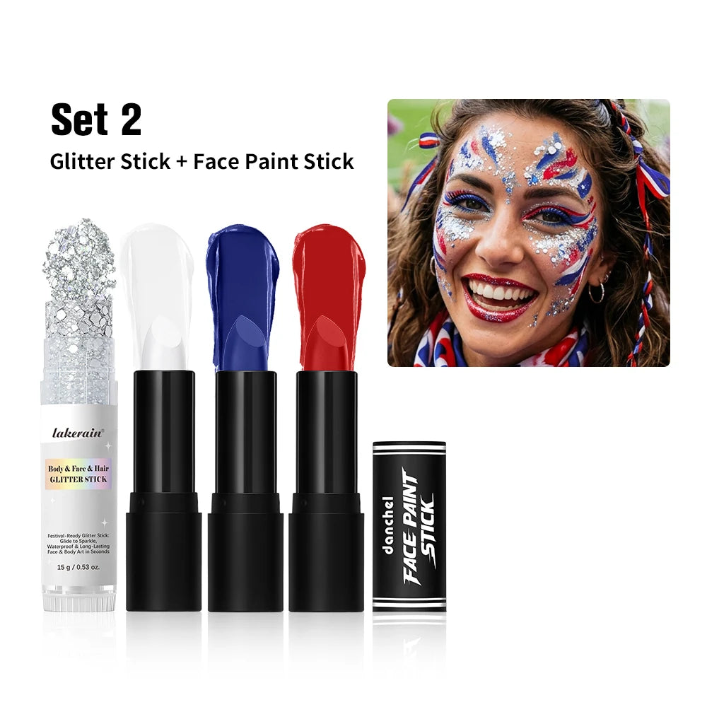 Face Paint Stick Set Multiple National Flag Color Safe Non-Toxic High Pigment Body Paint Stick for Halloween Cosplay Sport Event Peaceful Pleasures Health and Wellness France