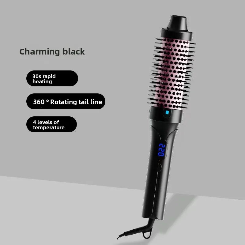 Dual Voltage Ionic Thermal Brush For Curling And Straightening 6 Temperature Settings & LED Digital Display Hot Air Styler Peaceful Pleasures Health and Wellness black EU