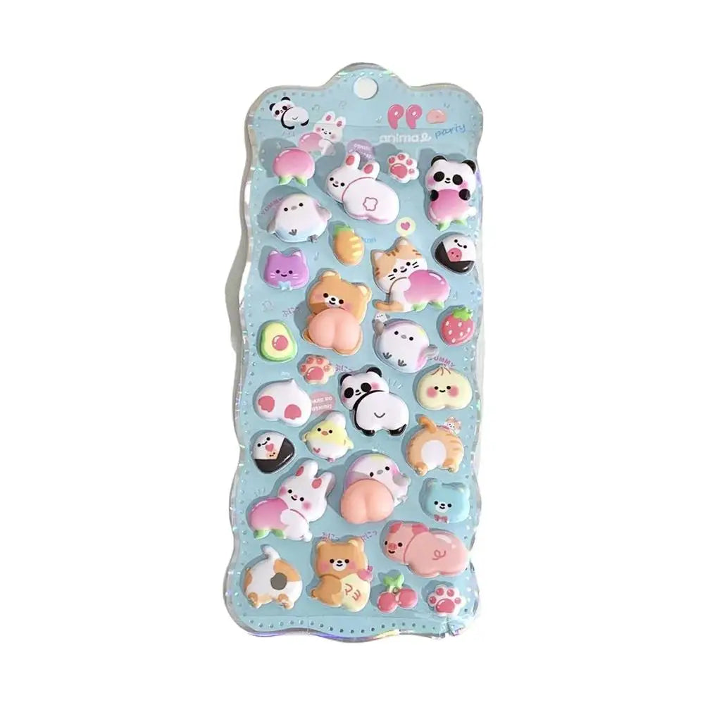 3D Soft Cute Cartoon Animal Butt Sticker - Pinch Music Decompression DIY Mobile Phone Decoration Kids Funny Adhesive Accessory Peaceful Pleasures Health and Wellness Blue