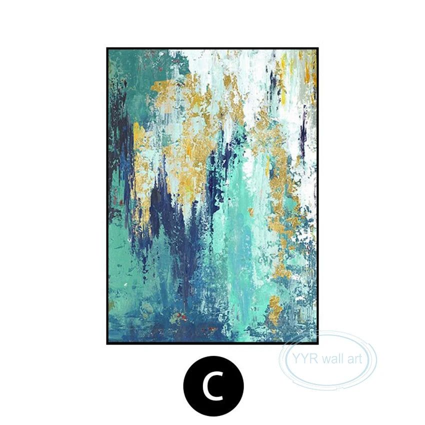 Custom Blue Abstract Wall Art Canvas Posters, Large Texture Mural, Handmade Oil Painting, Living Room, Bedroom, Porch, Home Deco Peaceful Pleasures Health and Wellness No frame 2 90cmx150cm