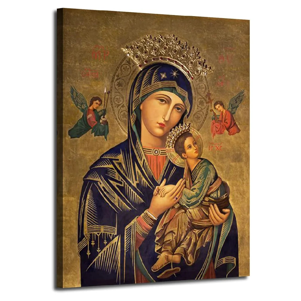 Russian Orthodox Icon Picture Our Lady of Perpetual Help Wall Decor Mother Mary Icon Wall Art mary and Jesus Poster Mary Religio Peaceful Pleasures Health and Wellness WS12104 50x70cm Unframed