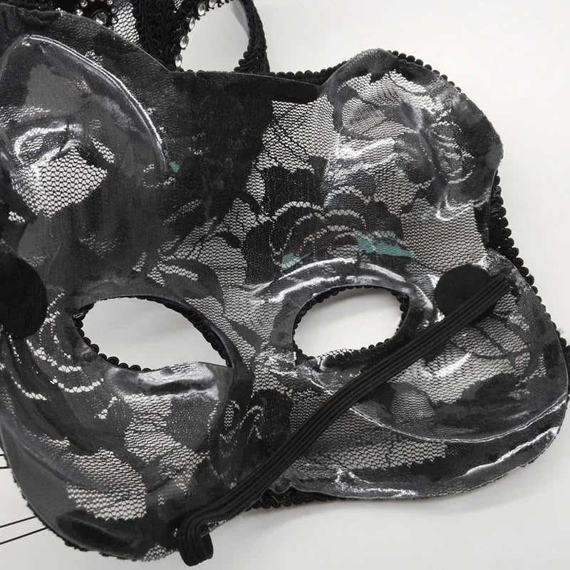 2-Pack Lace Cat Masks – Masquerade, Cosplay & Halloween