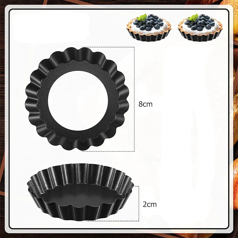Mini Tart Pans 8cm – Non-Stick Carbon Steel Egg Tart Mold Set