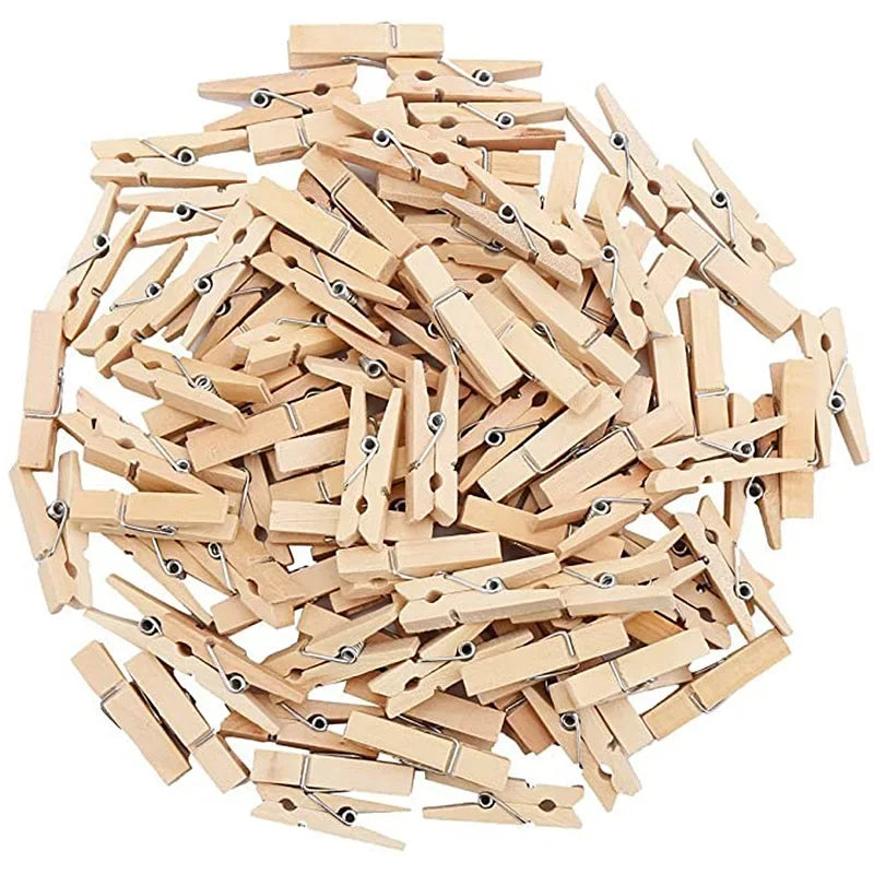 100pc Mini Wood Clothespins 25mm – Decorative Clothes Pegs