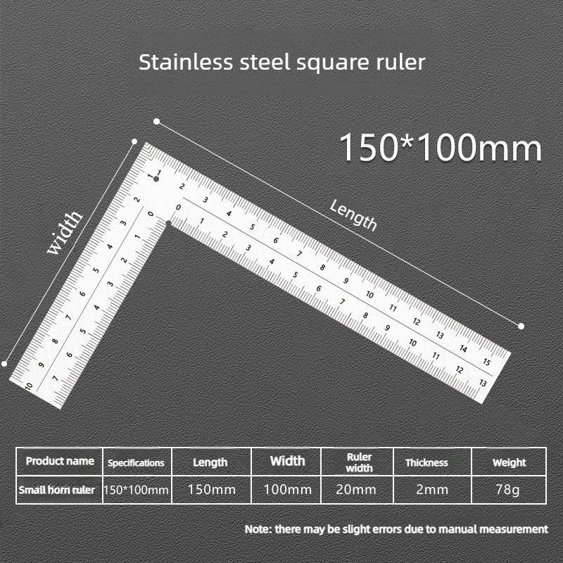 Professional Multifunctional 90 Degree L Square Ruler Precision Measuring Tool for Student Drafting Drawing Designing Peaceful Pleasures Health and Wellness 150x100mm