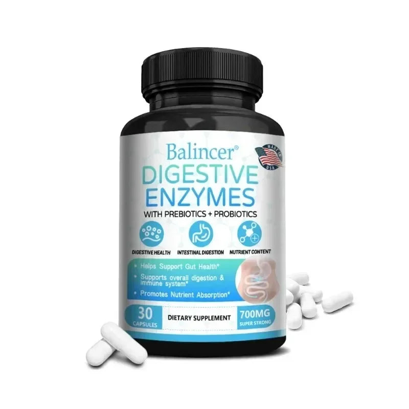 Organic Digestive Enzyme Probiotic Capsules Prebiotic Nutrition Digestion and Gut Health, Immunity, Suitable for Adults and Men Peaceful Pleasures Health and Wellness 30 count-1 bottle