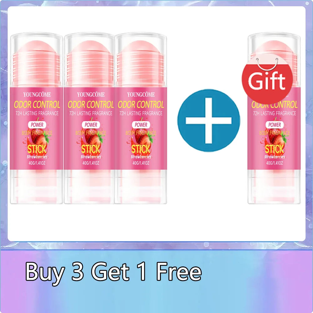 YOUNGCOME Strawberry Deodorant – 72H Aluminum-Free for Women