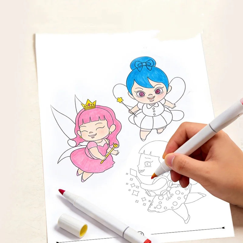 Children Simply Drawing Tracing Book Cartoon Line Draft Painting