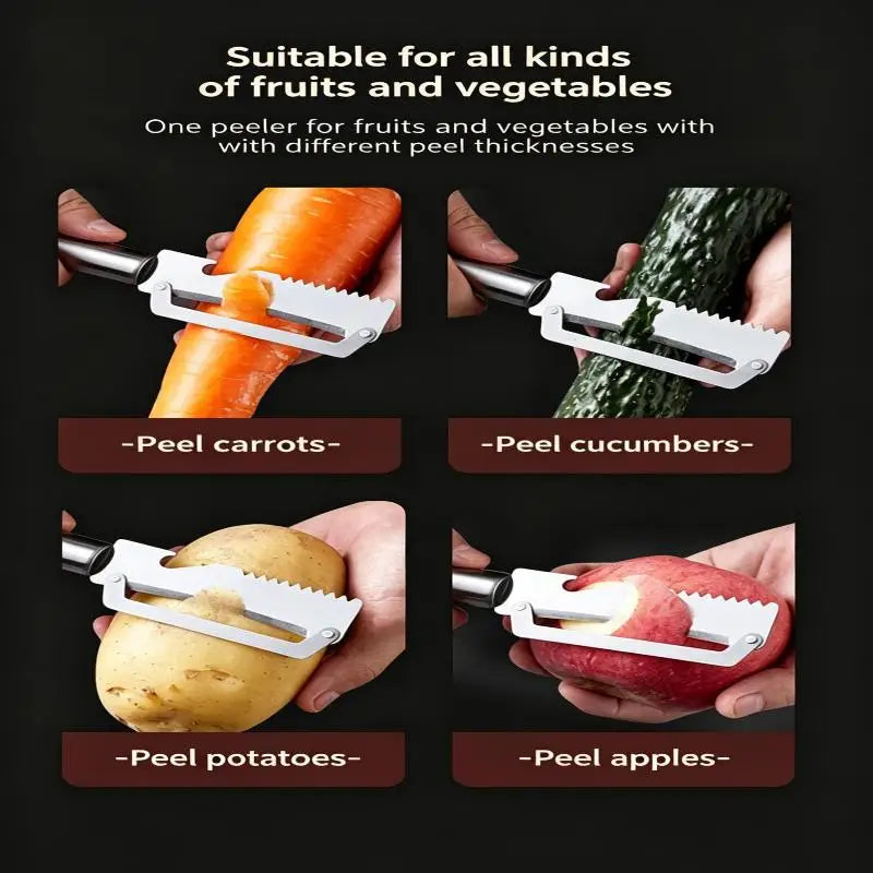 Stainless Steel Vegetable Peeler with Wooden Handle & Bottle Opener