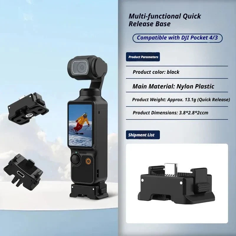 Metal Quick-Release Base for DJI Osmo Pocket 3 & 4 | Charging