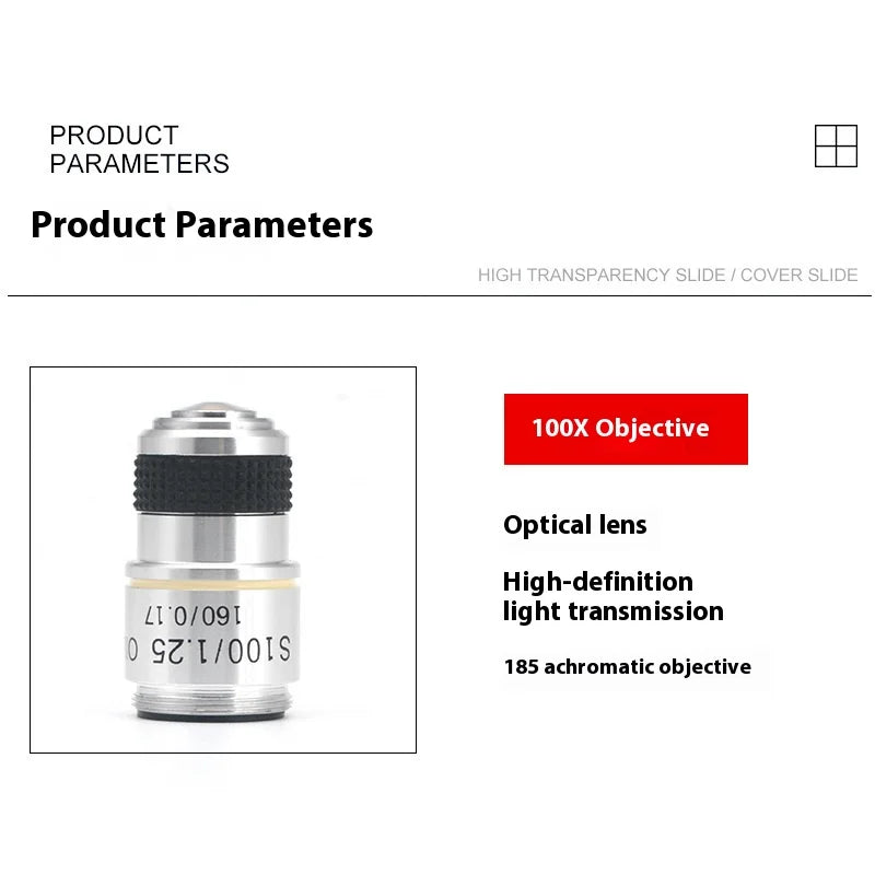 Microscope Optical Lens Universal Metal Accessory 185 Achromatic Objective Lens 4X10X40X100X Magnification Objective Lens Oil Peaceful Pleasures Health and Wellness 100X