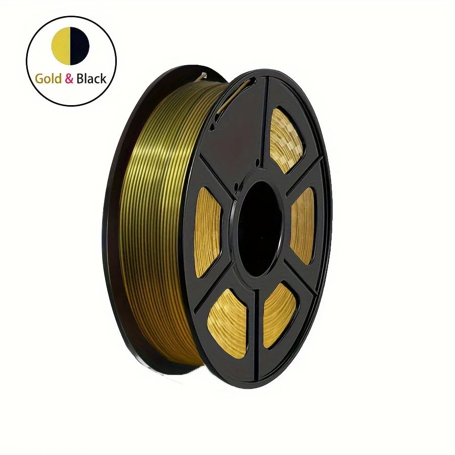 Silk Dual Color PLA Filament 1.75mm Black Gold Bicolor 250g